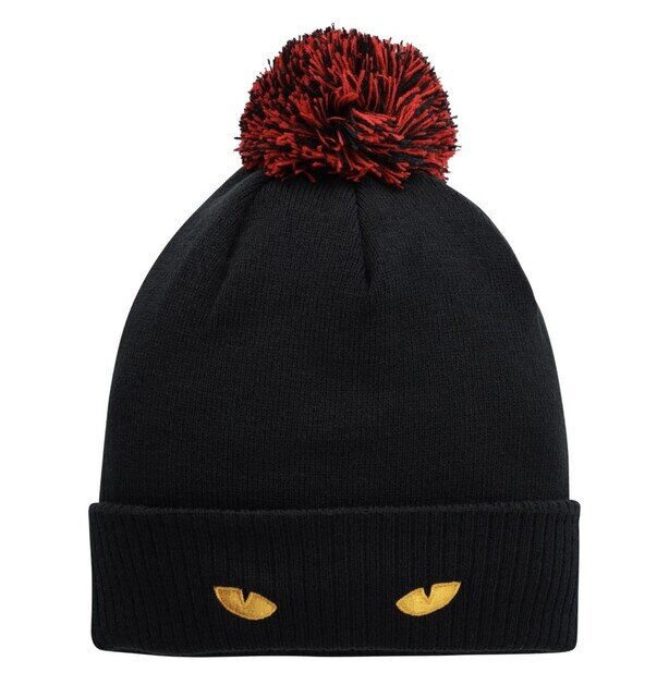 SUNDERLAND RIBBED CUFF POM BEANIE - BLACK/RED - UNISEX