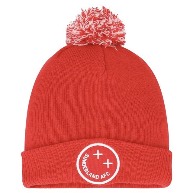 SUNDERLAND YOUTH RIBBED CUFF POM BEANIE - RED - YOUTH